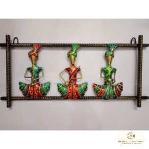 Decorative Musician Wall Art, Traditional Indian Metal Turban Men Musicians Set of 3